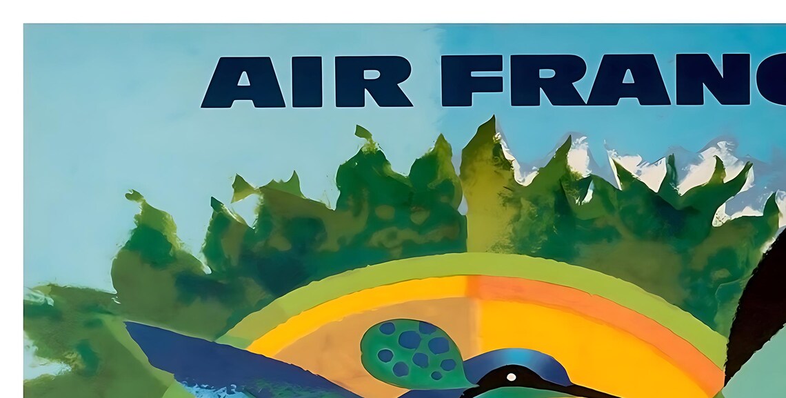 Air France Caribbean Hummingbird Tropical Bird Vintage Poster - Image 2