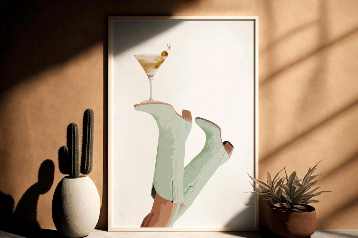 Sage Green Cowgirl Western Art Print