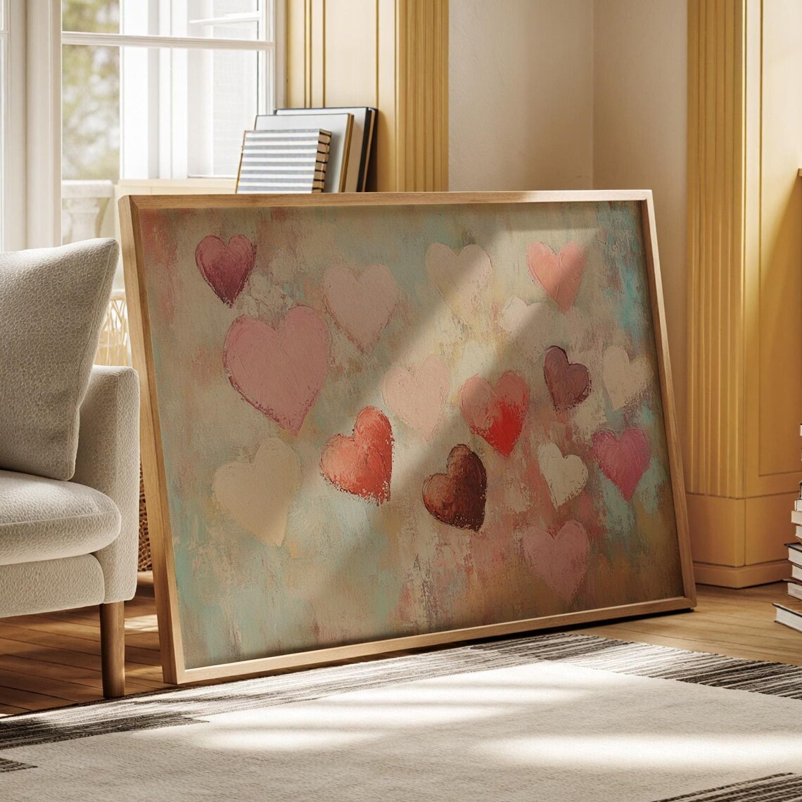 Romantic Pastel Heart Abstract Love Painting
