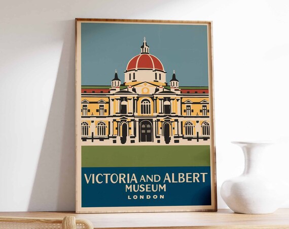 Victoria and Albert Museum London Red Dome Retro Travel Poster