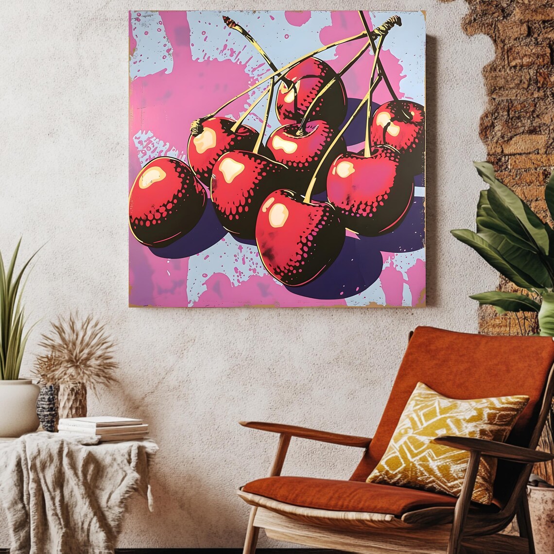 Cherries Pop Art Print, Retro Fruit Decor - Image 2