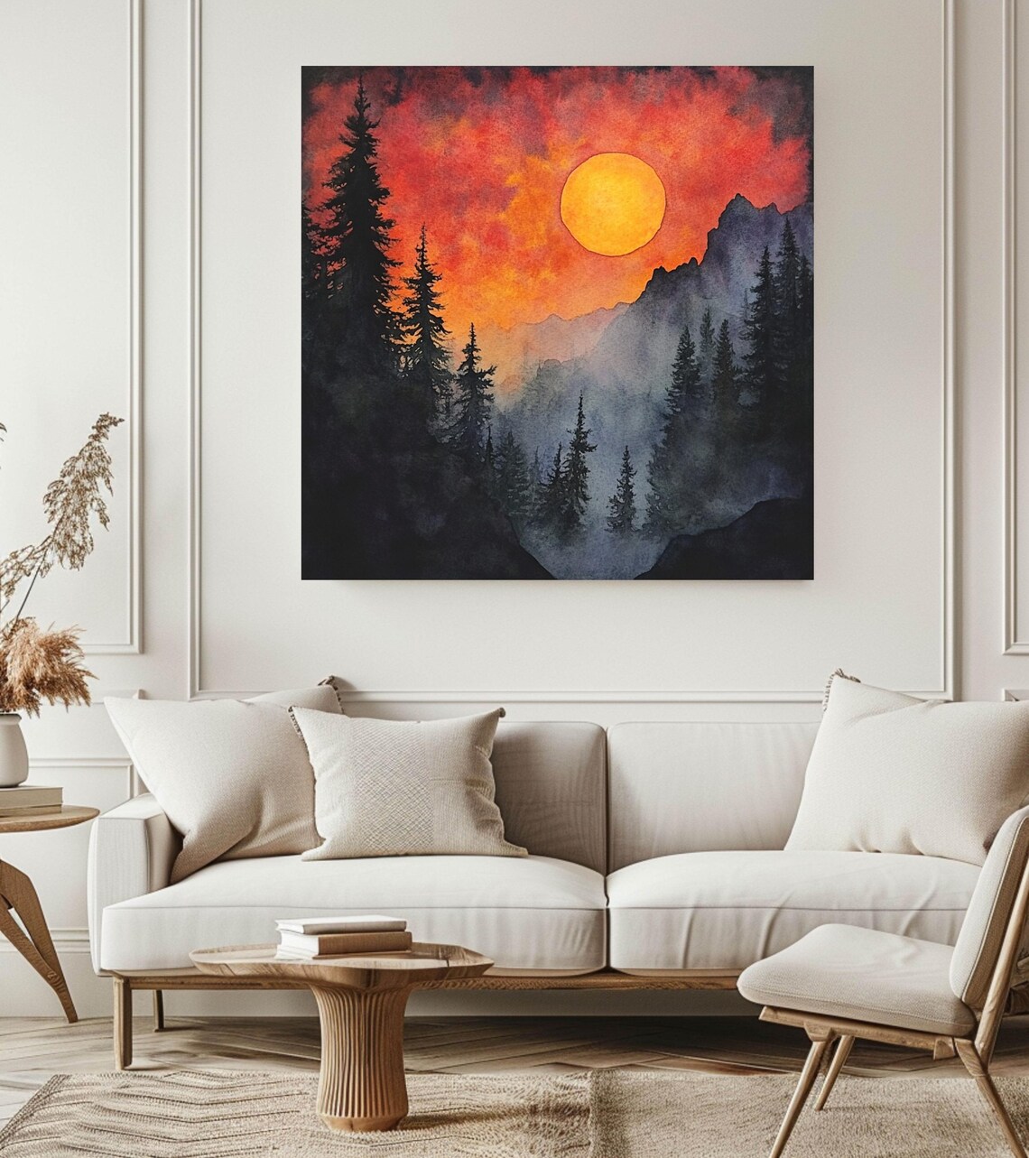 Mystical Mountain Sunset Nature Landscape Art Print - Image 4
