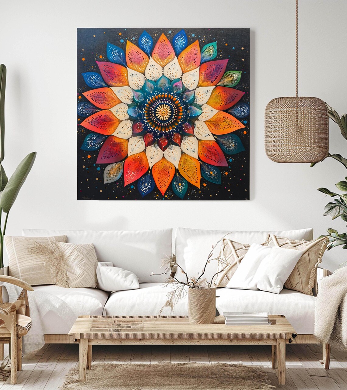 Mandala Flower Boho Decor, Geometric Zen Art - Image 2