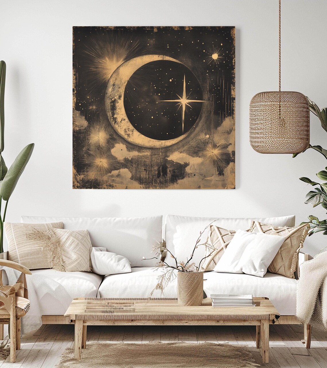 Celestial Moon Decor, Vintage Cosmic Wall Art - Image 3