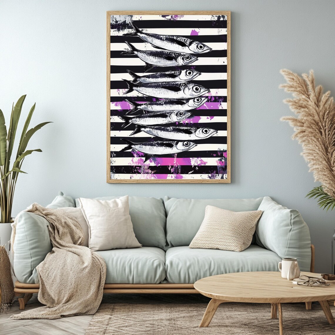 Striped Sardines Coastal Nautical Retro Pop Art - Image 4