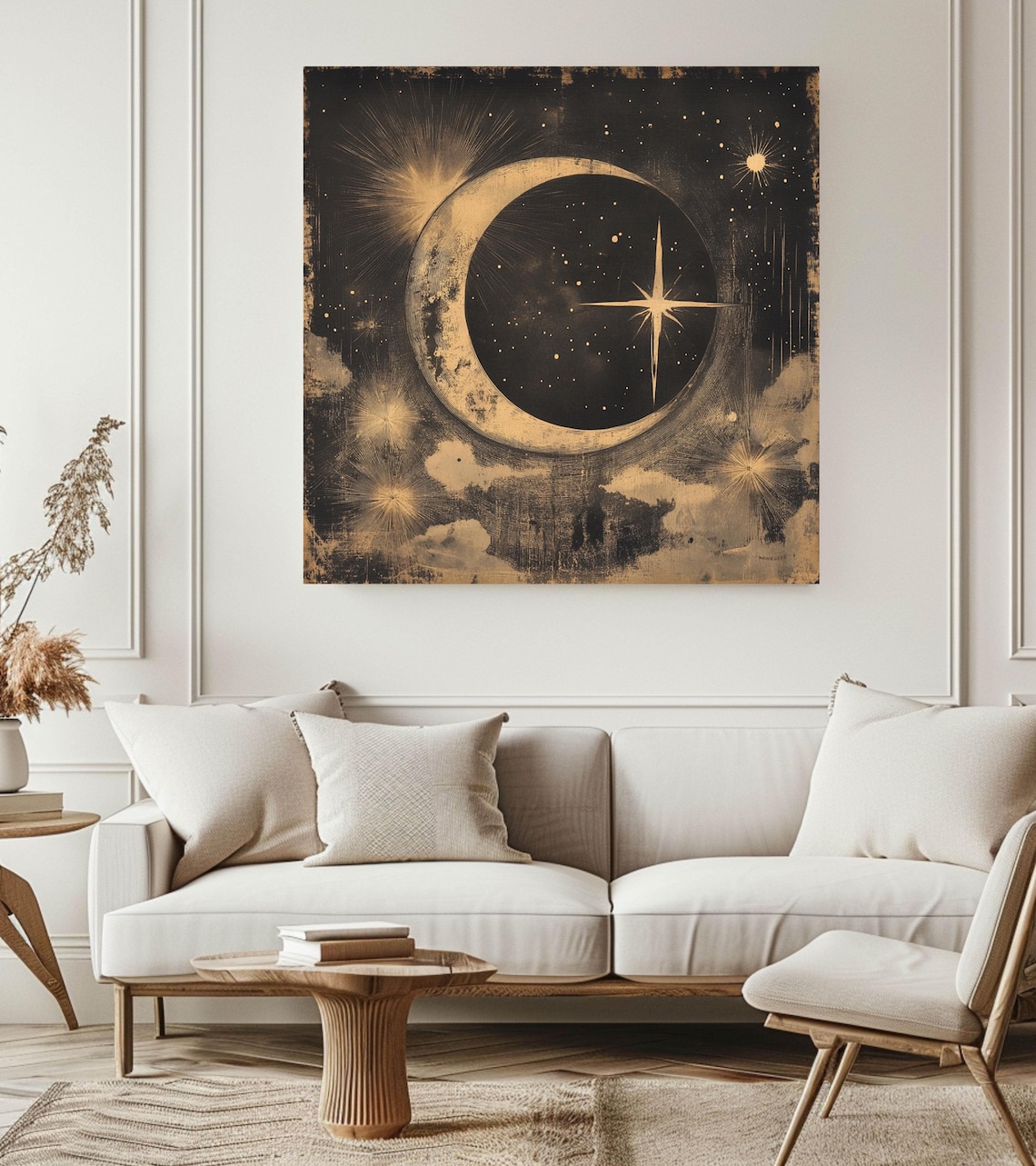 Celestial Moon, Mystical Vintage Cosmic Wall Art - Image 3