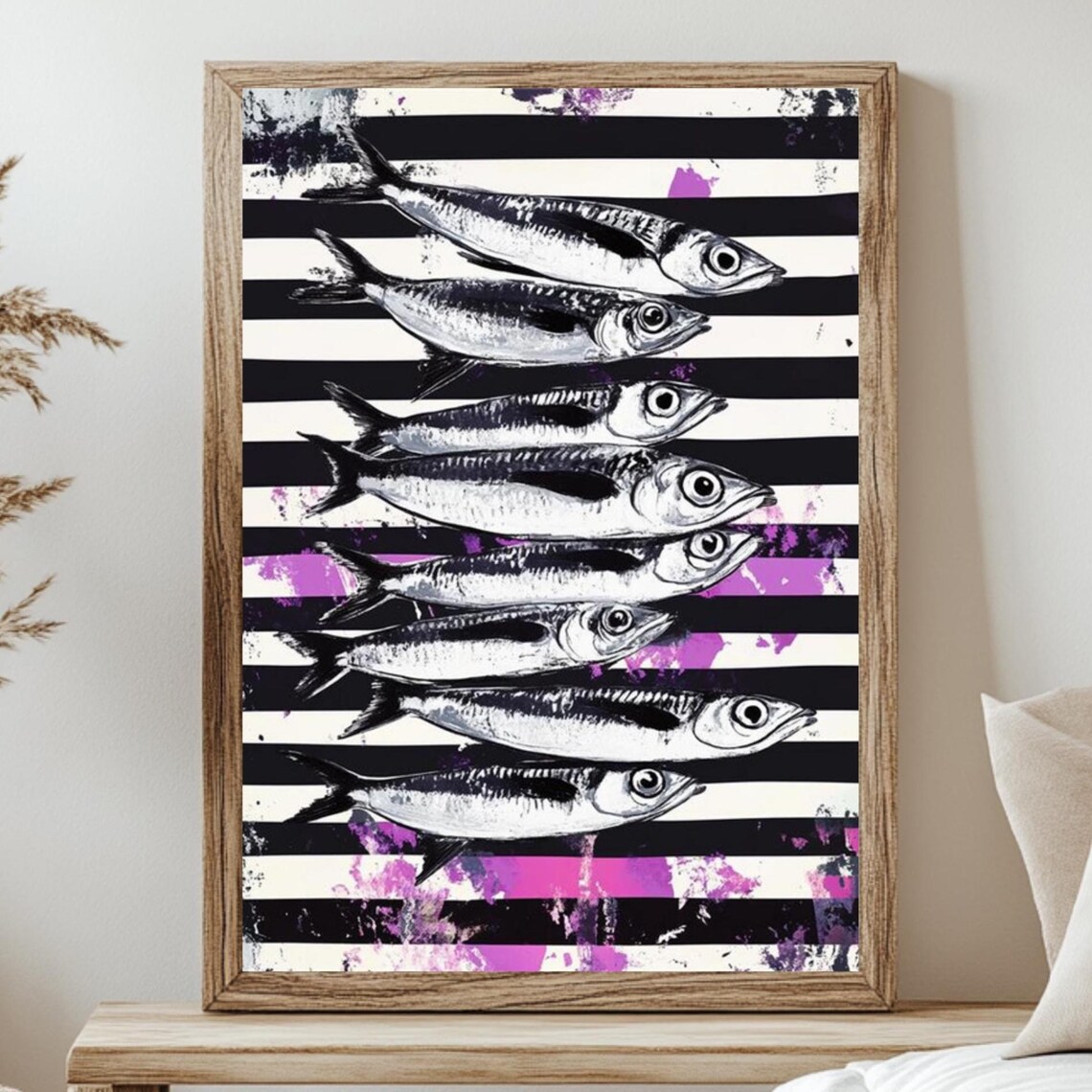 Striped Sardines Coastal Nautical Retro Pop Art
