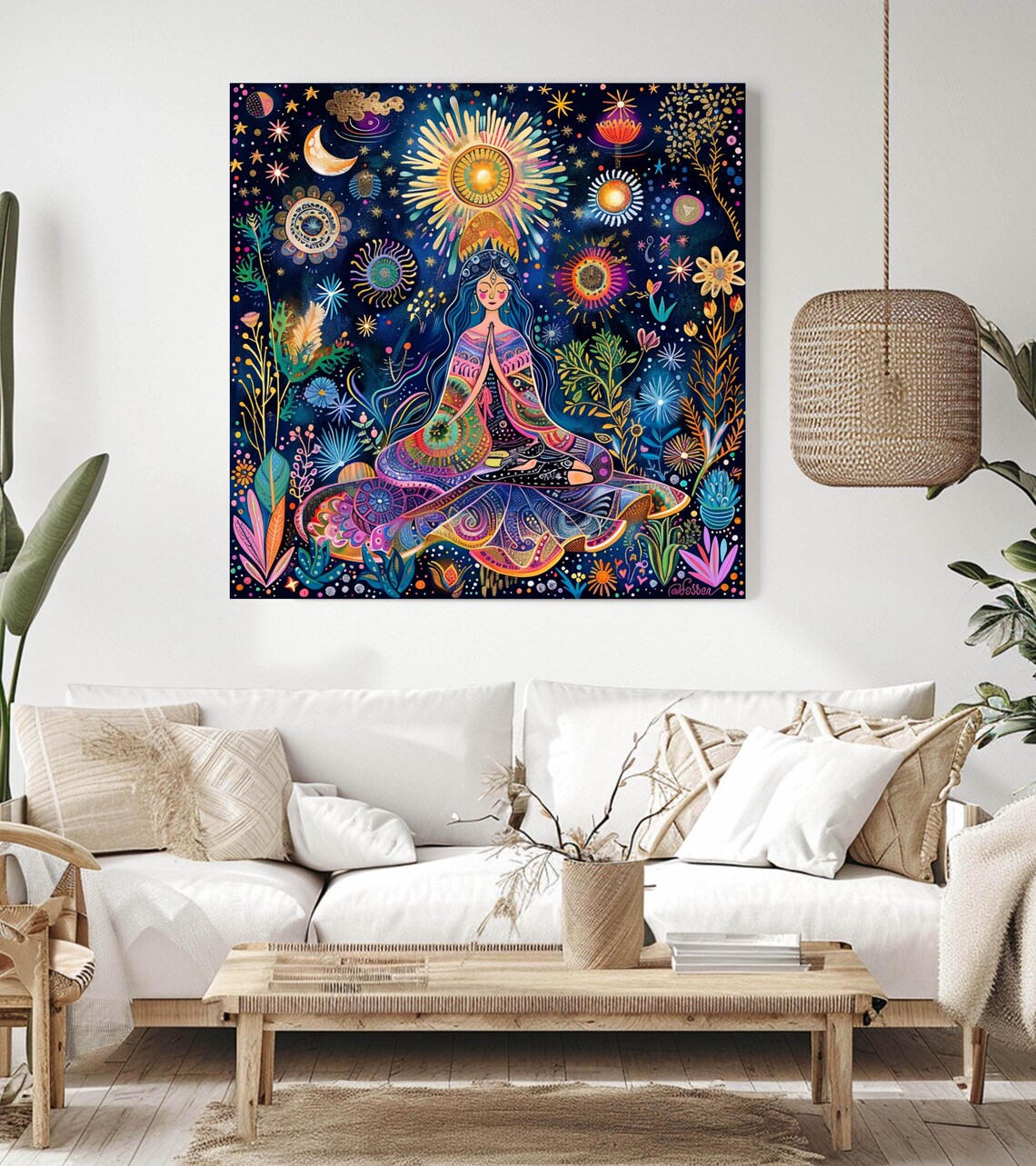 Bohemian Woman Art, Boho Celestial Decor - Image 3