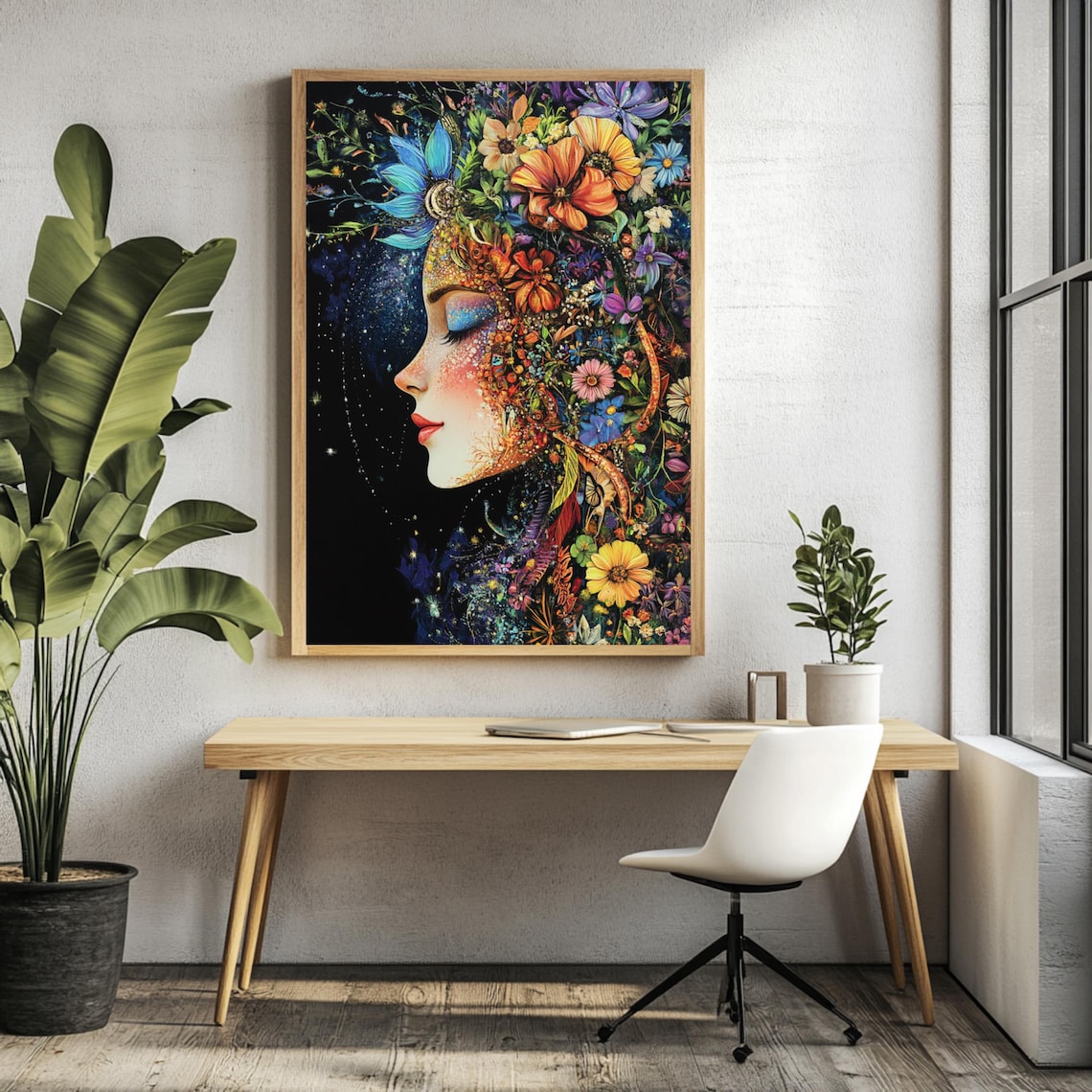 Floral Goddess, Celestial Boho Decor Art Print - Image 3