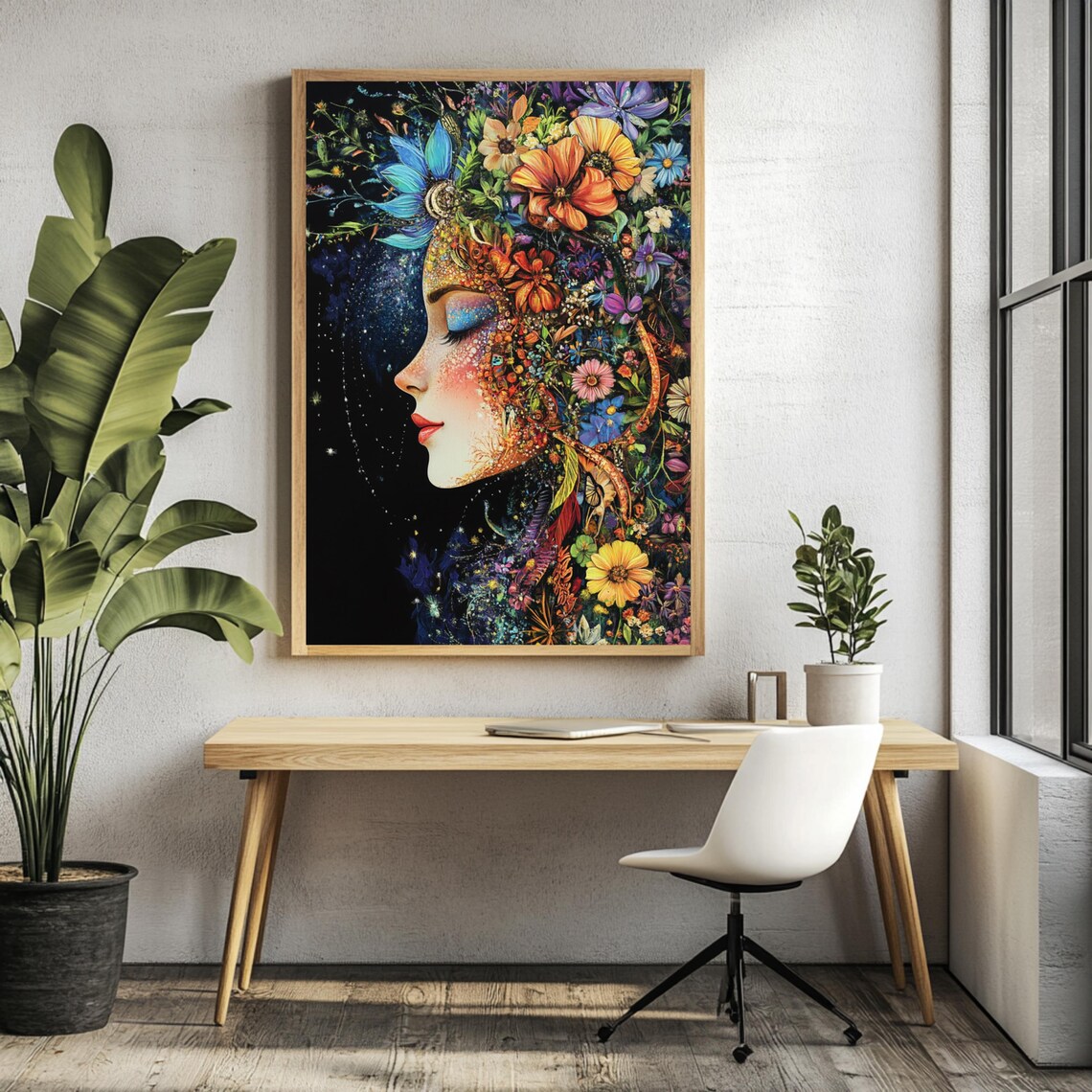 Floral Goddess, Celestial Boho Decor Wall Art - Image 3