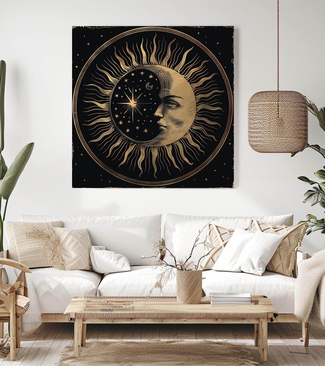 Vintage Sun And Moon Art Print, Celestial Wall Art - Image 3
