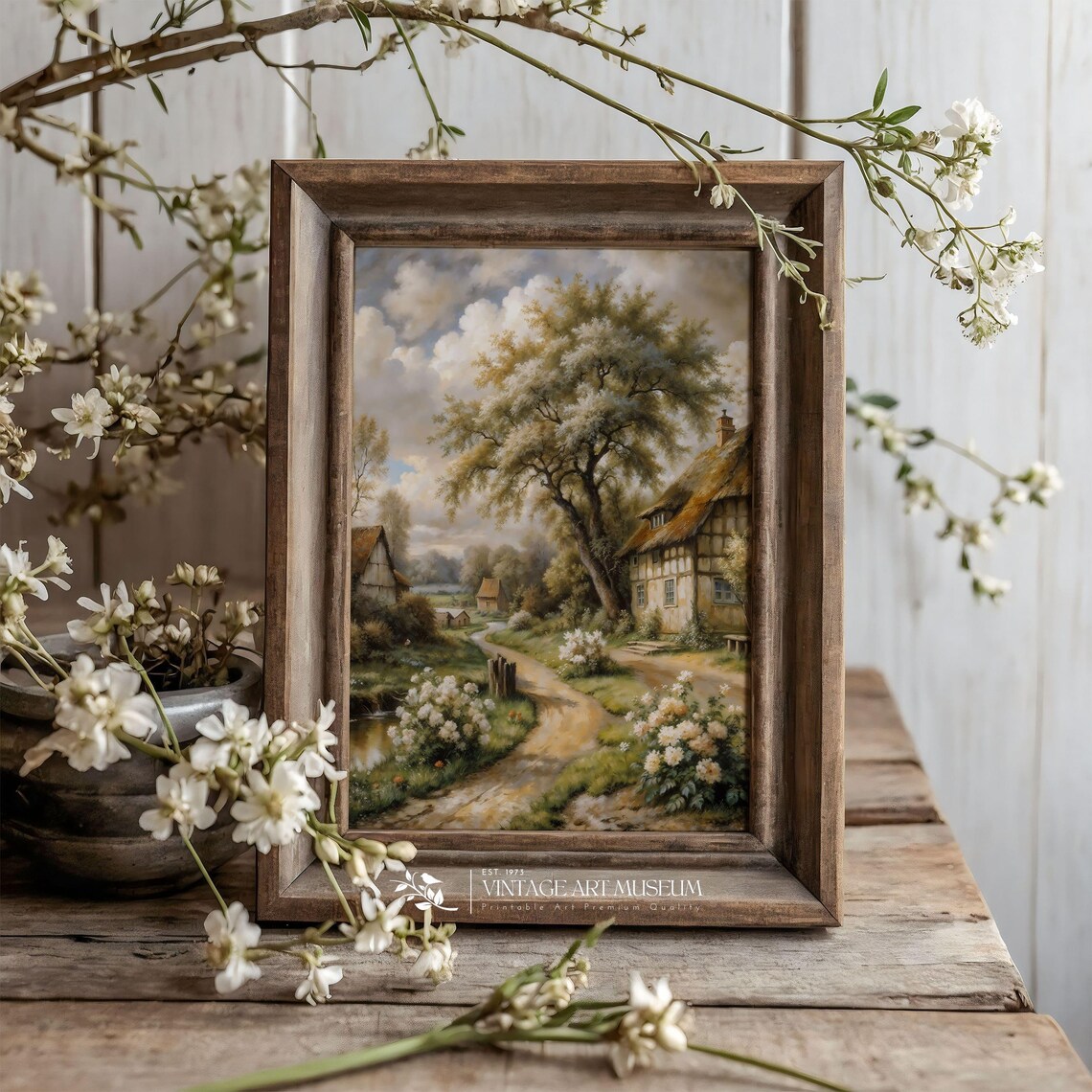 Spring Village Landscape, Vintage Style Art Print - Image 3