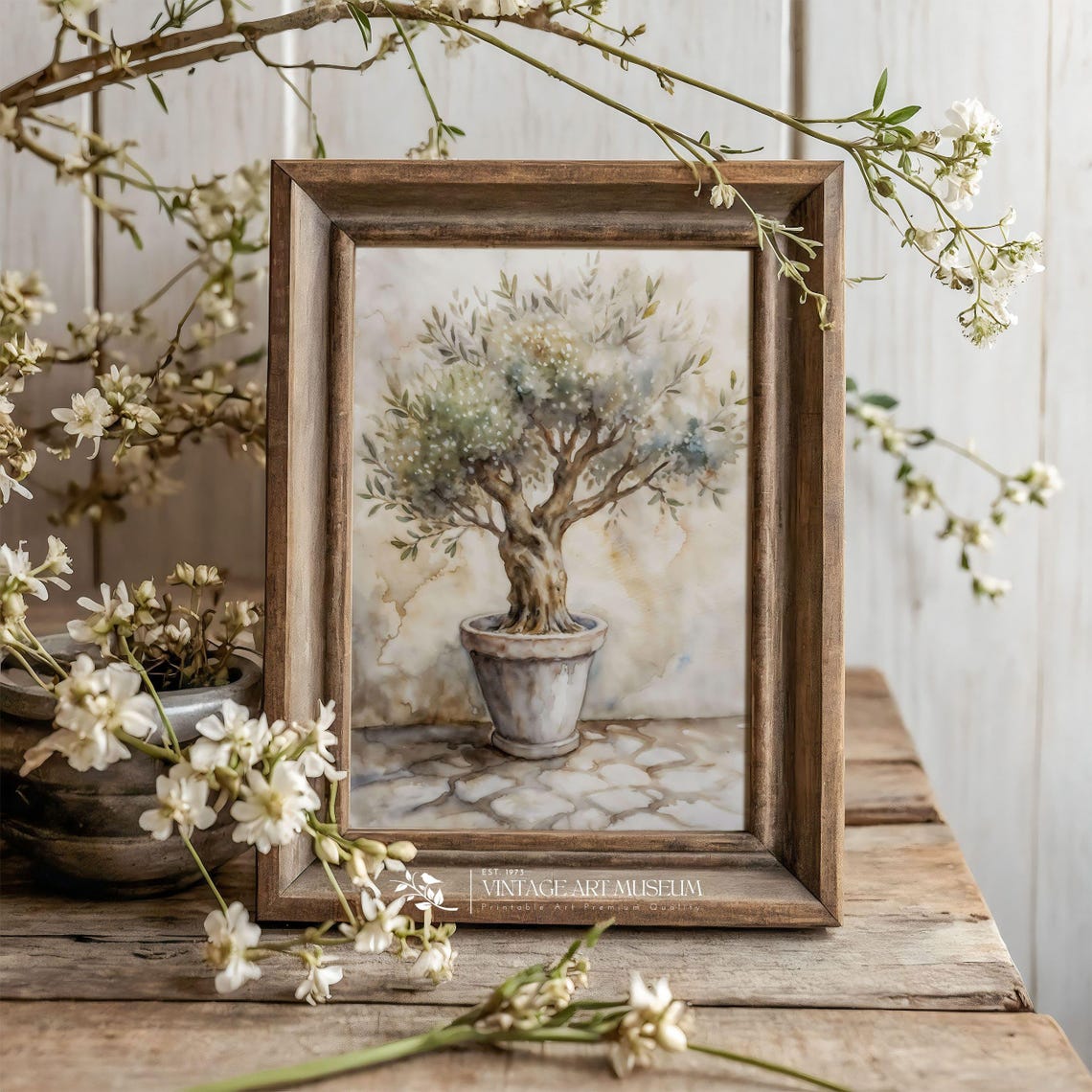 Vintage Style Olive Tree In A Pot Unique Nursery Wall Art Print In Warm Tones 595 - Image 3