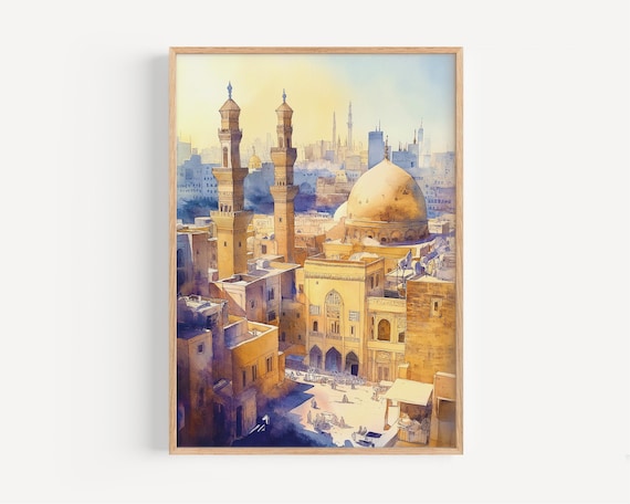 Cairo Watercolor Art Print, Egypt Travel Poster