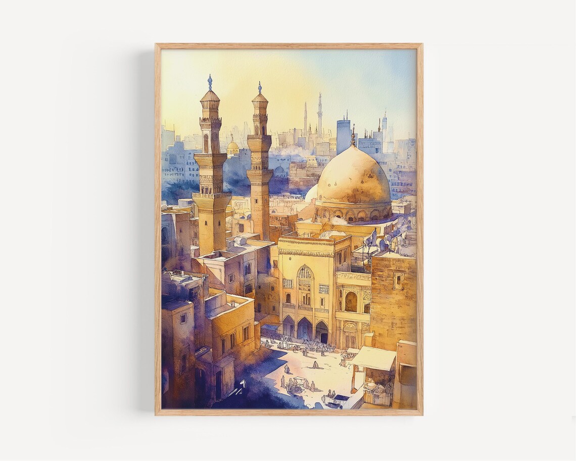 Cairo Watercolor Art Print, Egypt Travel Poster