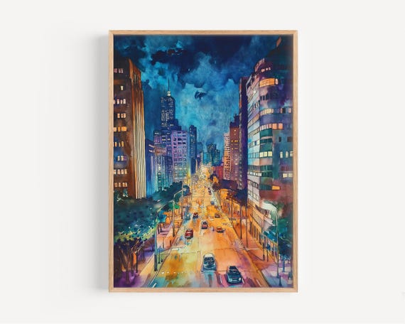 Sao Paulo Watercolor Painting Wall Art Print Brazil Poster Travel Decor Illustration Home