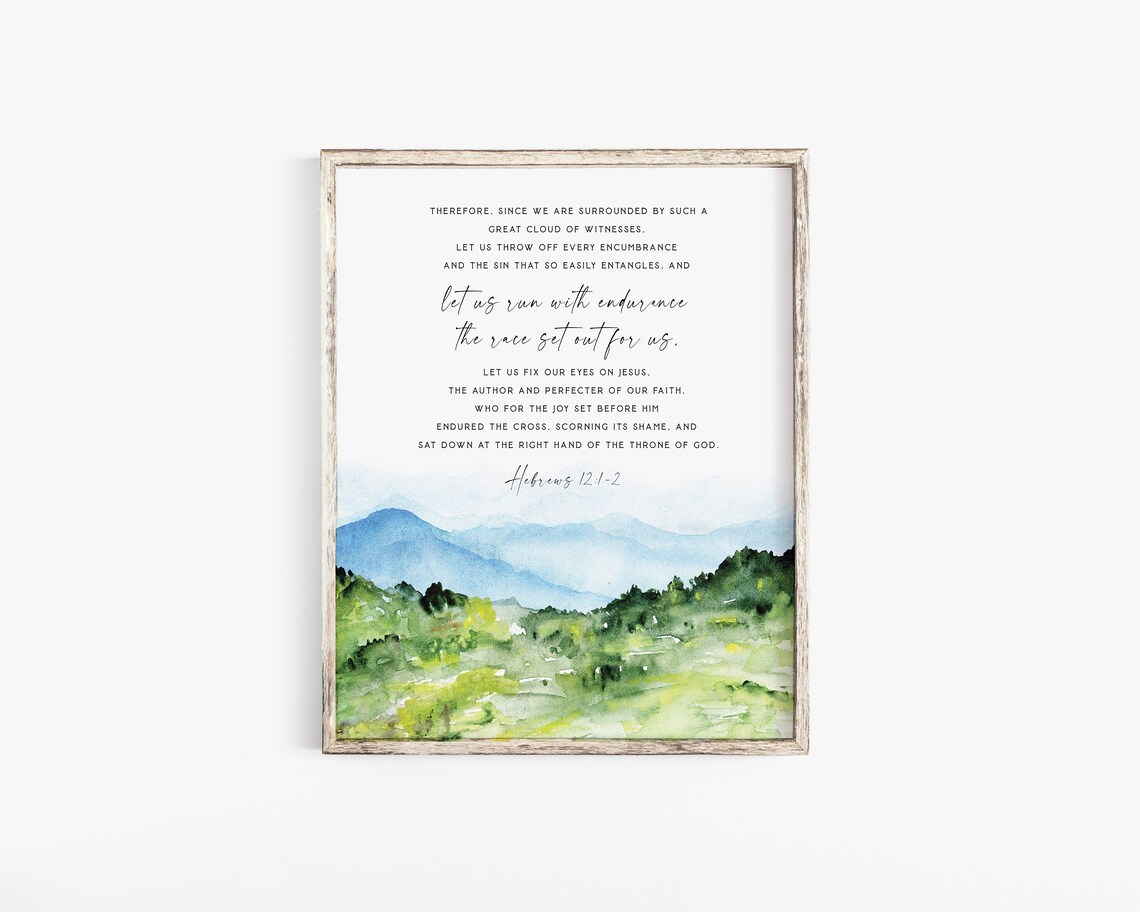 Hebrews 12:1 Watercolor Bible Verse Art Print - Image 2