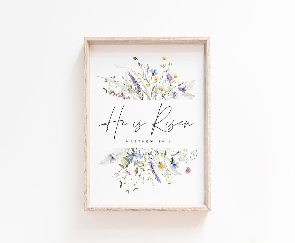 He Is Risen, Matthew 28:6 Bible Verse Art Print - Image 2