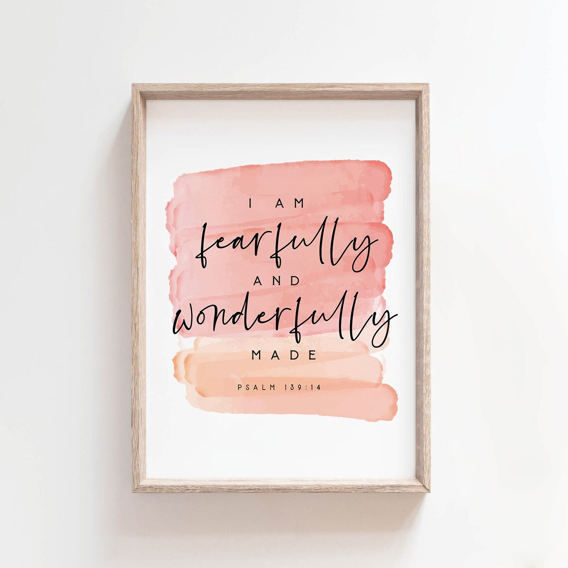 Fearfully and Wonderfully Made Psalm 139:14 Blush Watercolor Poster - Image 2
