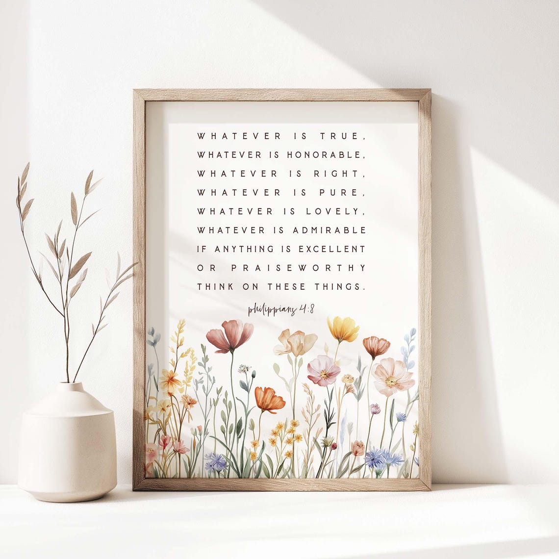 Philippians 4:8 Scripture Sign, Farmhouse Wall Art Print - Image 2