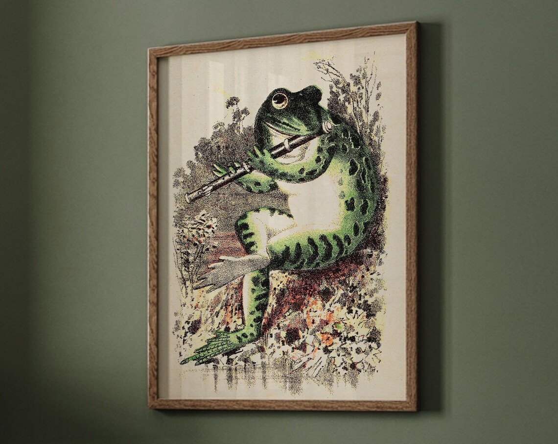 Frog Playing Banjo In Moonlight Vintage Art Print - Image 6