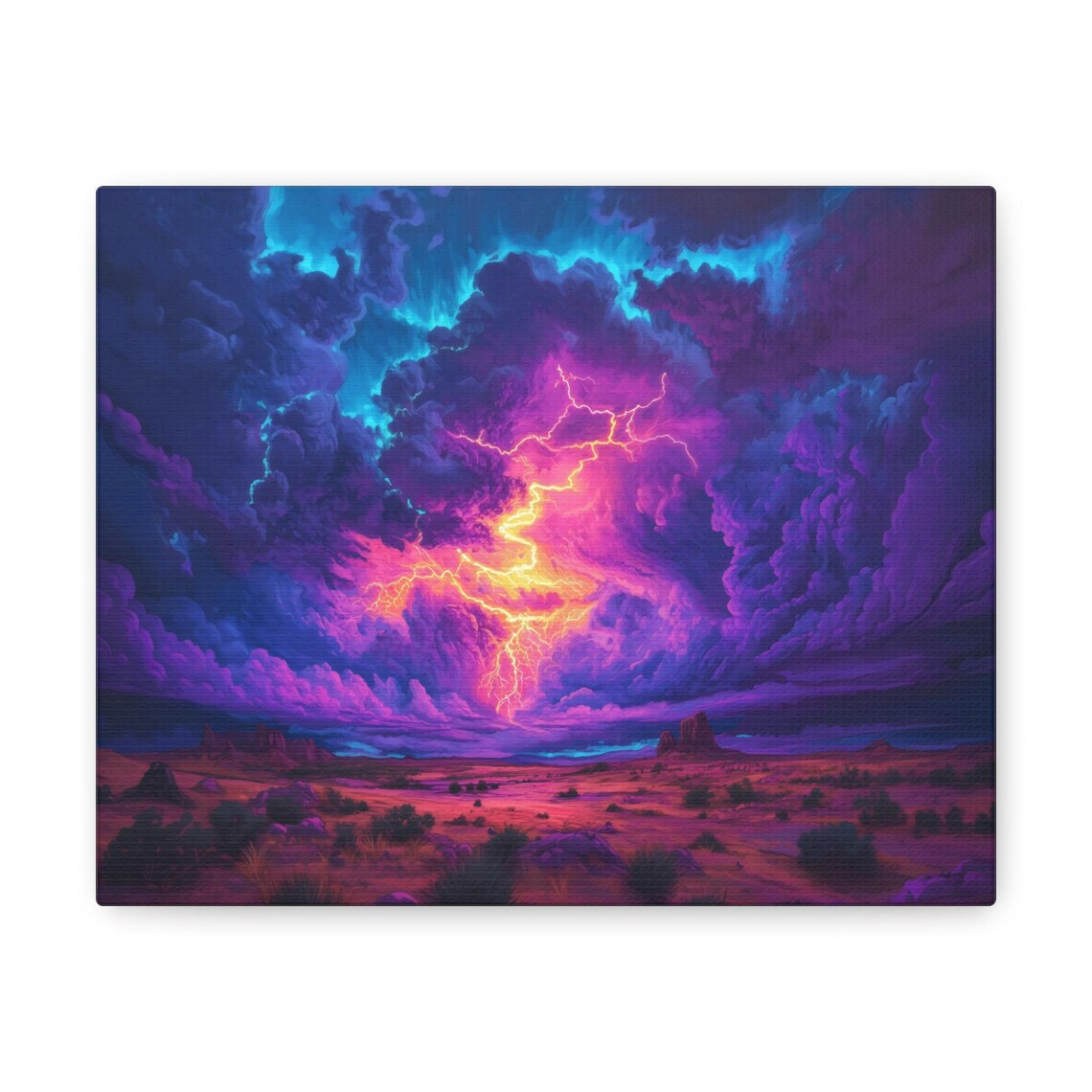Purple Lightning Storm Over Desert Buttes and Mesas Art Print - Image 3