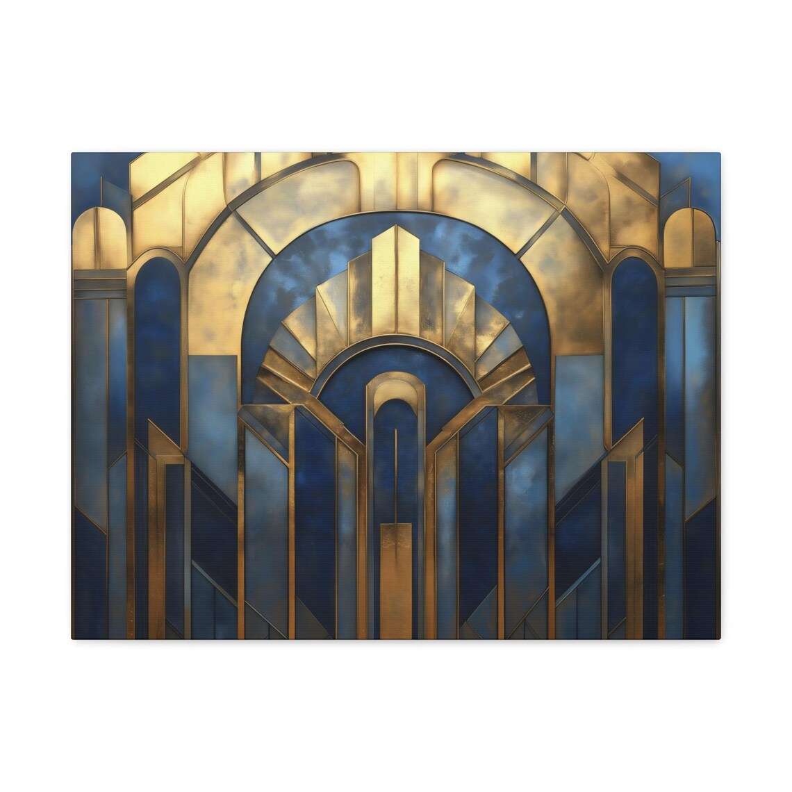 Art Deco Blue Gold Arch Cathedral 1920s Geometric Grand Wall Poster - Image 3
