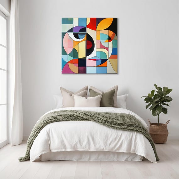 Colorful Abstract Wall Art Print Weird Landscape Modern Painting Fantasy Nature Rustic Wall Print Airbnb Art Wall Decor