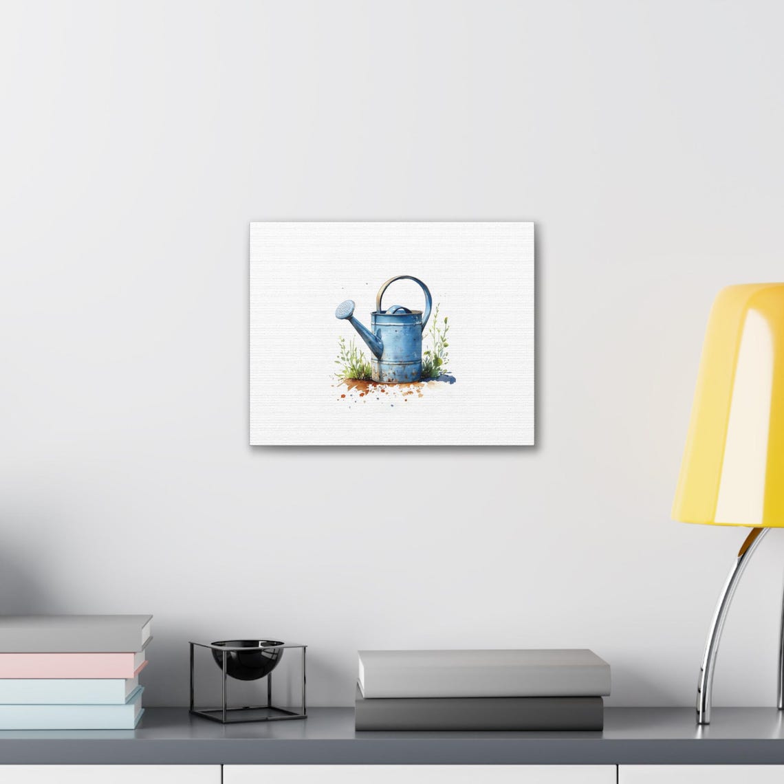 Blue Watering Can Watercolor Garden Botanical Rustic Charm Art Poster - Image 2