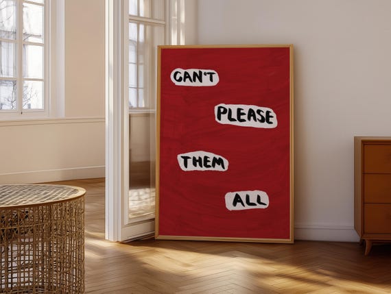 Cant Please Them All Bold Red Wall Art Print Ironic Quote Poster Minimalist Handdrawn 2x3 3x4