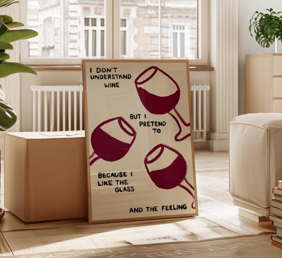 Funny Wine Art Print, David Shrigley Style