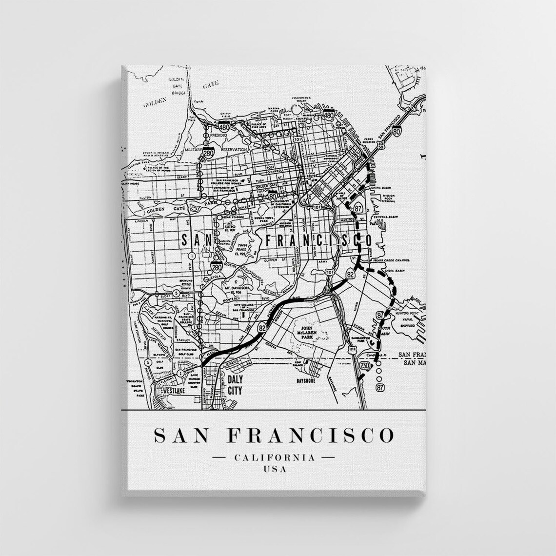 San Francisco City Map, Stylish Home Decoration