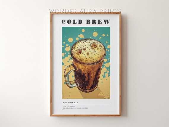 Cold Brew Coffee Recipe Guide Modern Kitchen Splash Art Poster