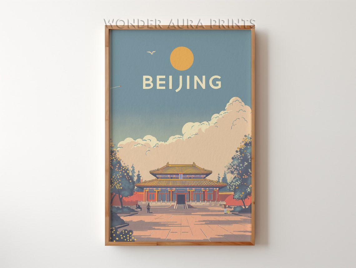 Beijing Imperial Palace Hall Golden Sun Afternoon Travel Poster