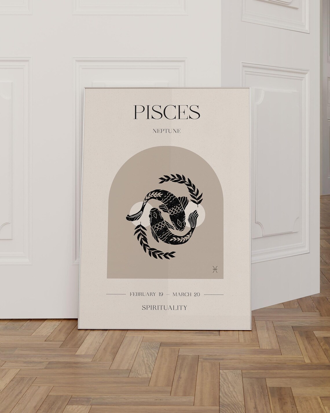 Pisces Zodiac Sign Poster, Boho Astrology Art Print