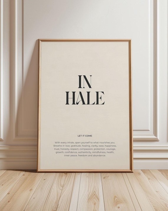 Inhale Minimalist Quote Art Print, Spiritual Decor