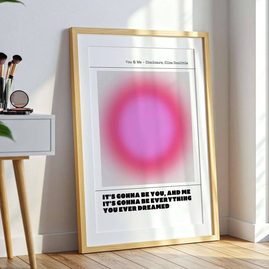 You And Me Disclosure Eliza Doolittle Pink Aura Lyric Art Poster