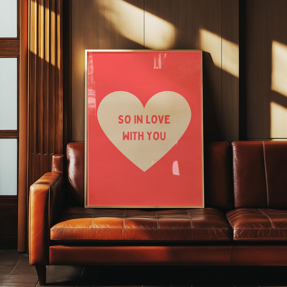 So In Love With You Cream Heart Red Retro Typography Love Poster