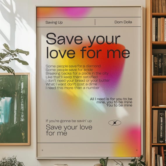 Saving Up Dom Dolla Inspired Print Beige Wall Art For House Edm Ibiza Festival Rave Decor Music Disco Funky Lyric