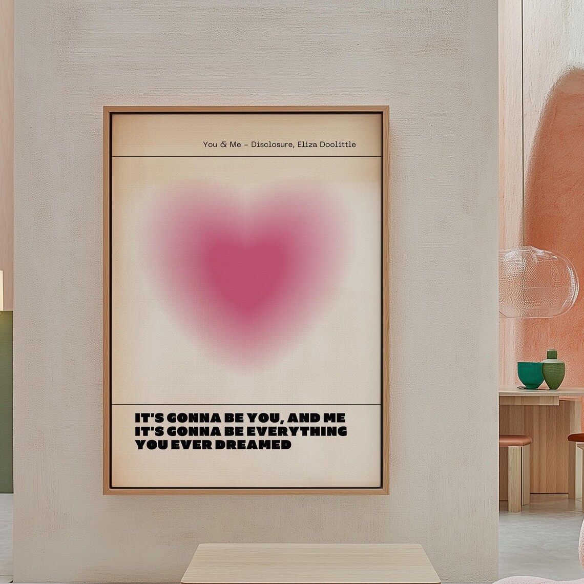 You And Me Disclosure Pink Heart Aura Gradient Song Lyric Art Poster
