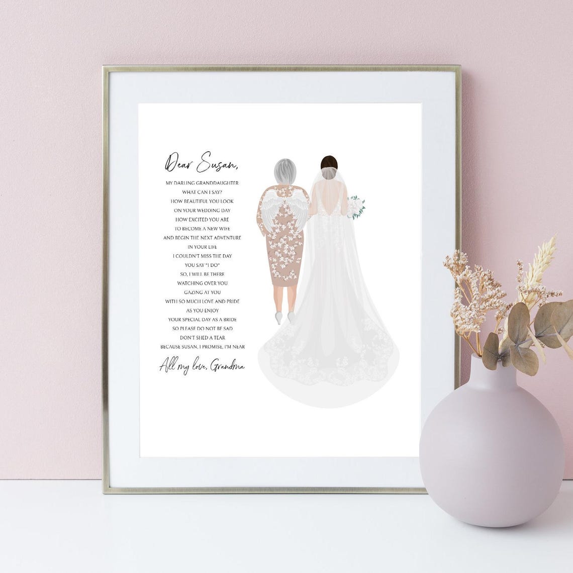 In Loving Memory Of Grammy Angel Wedding Day Tribute Gift Poster - Image 4