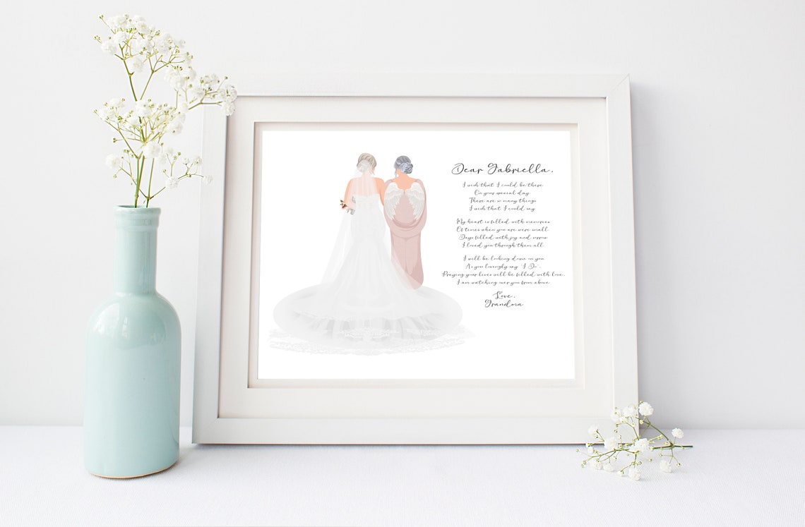 In Loving Memory Of Grammy Angel Wedding Day Tribute Gift Poster - Image 5