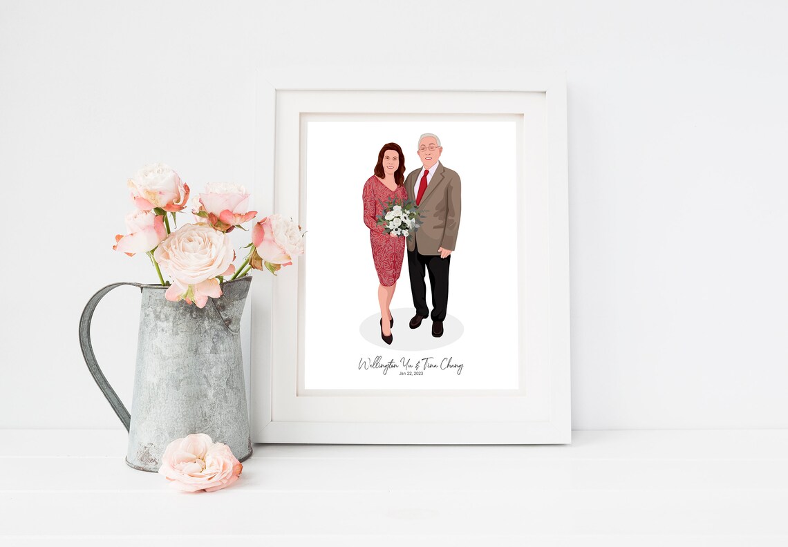 Anniversary Couple Portrait Custom Cartoon Illustration Poster - Image 6