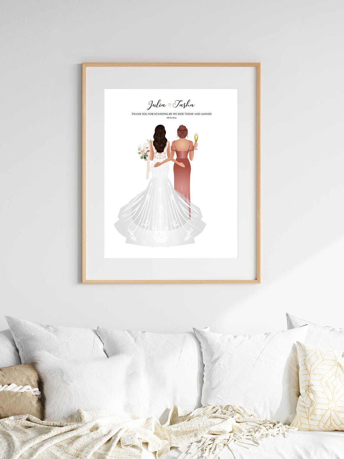 Bridesmaid For A Day Best Friends For Life Custom Wedding Poster - Image 3