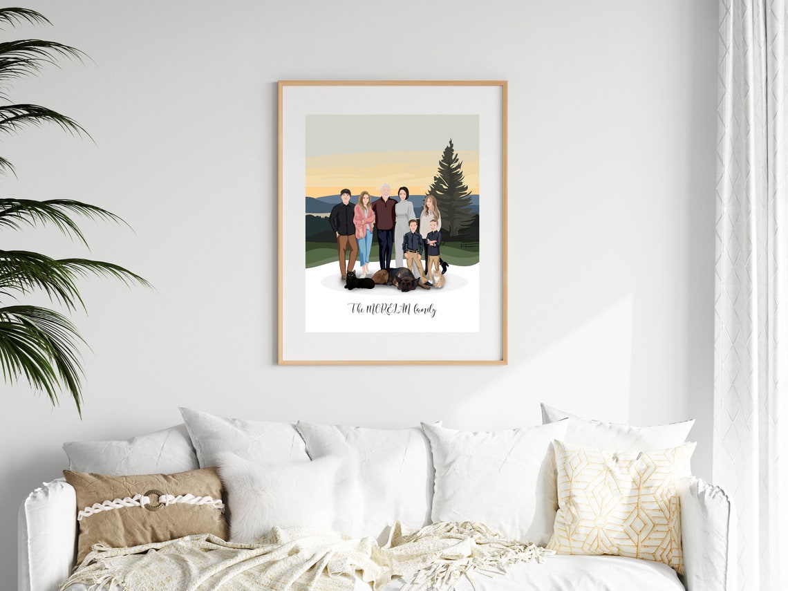 Custom Family Print Family Illustration Family Portrait From Photo Personalized Gift For Family Family Wall Decor - Image 2