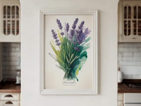 Lavender Bouquet Watercolor Botanical Floral Art Print Wall Decor