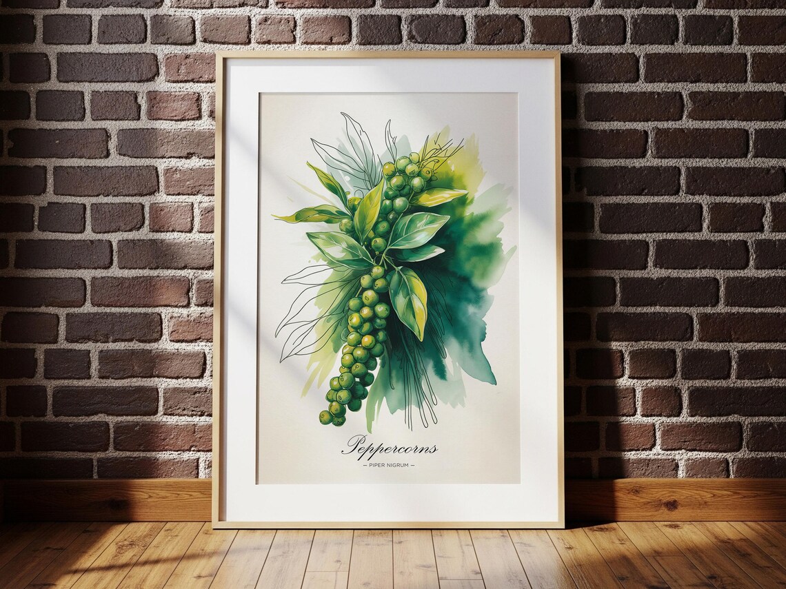Peppercorn Spice Watercolor Art Print Botanical Kitchen Decor