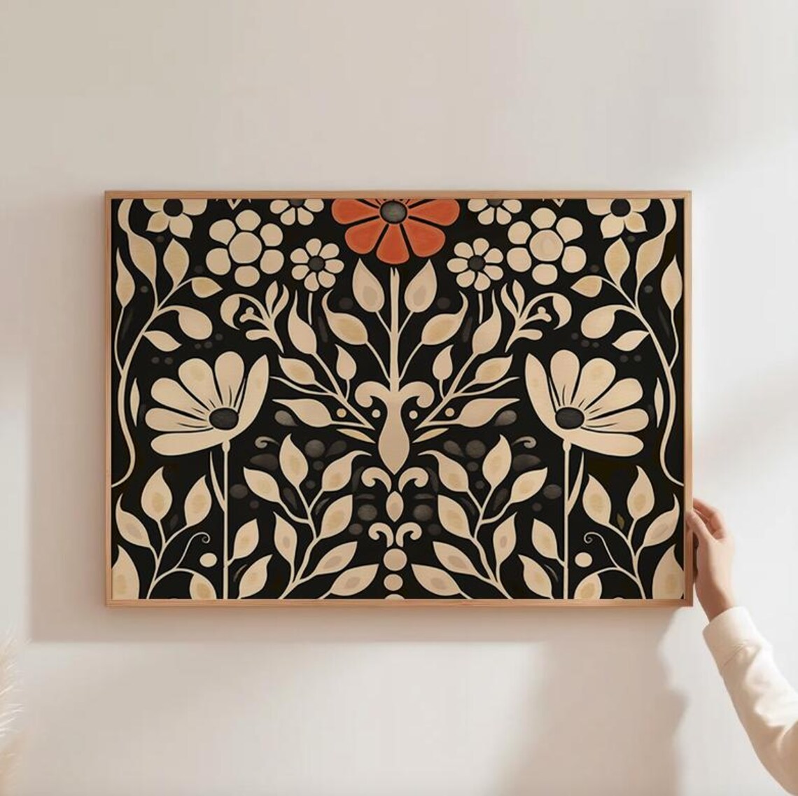 Norwegian Folk Art Scandinavian Pattern, Abstract Botanical - Image 4