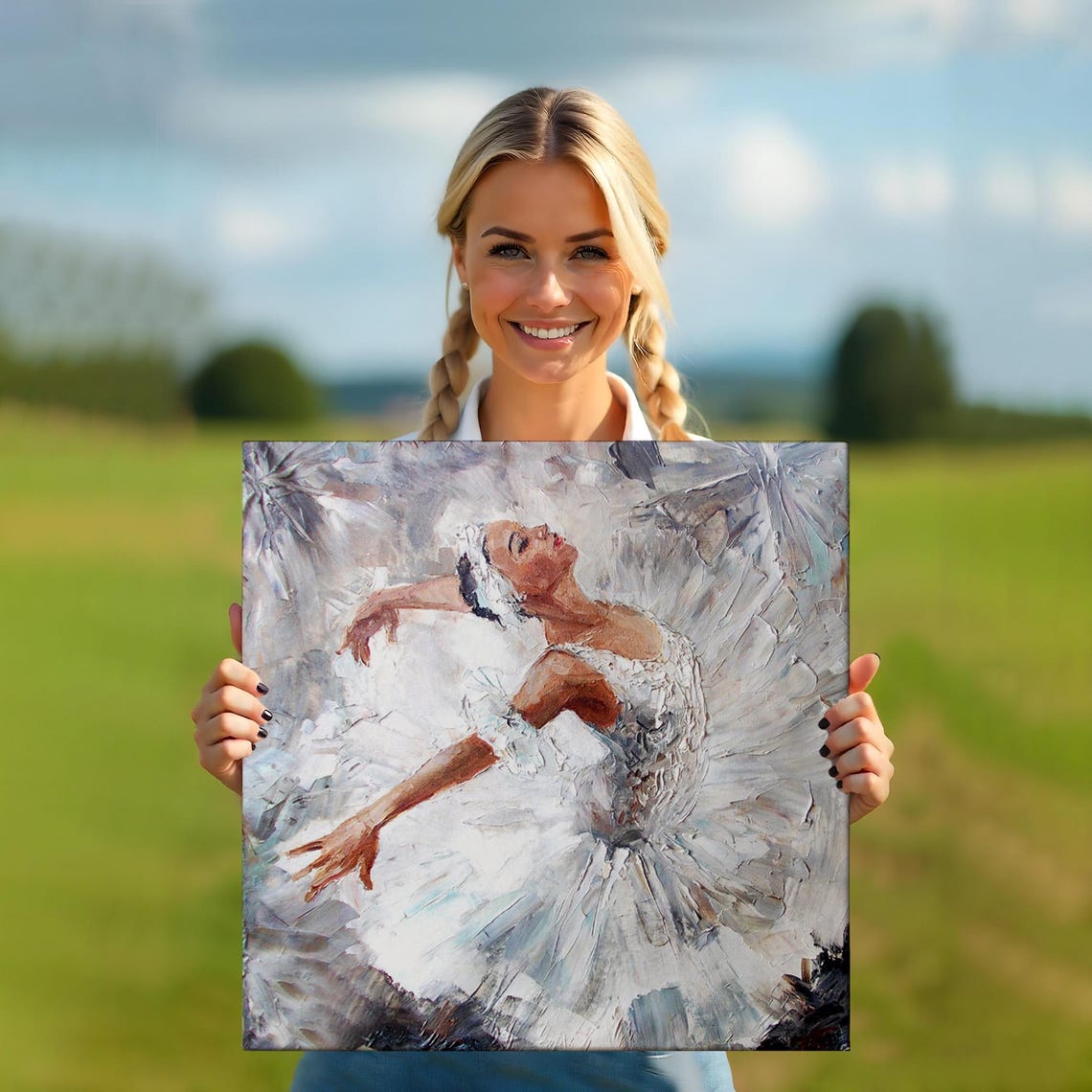 Ballerina Girl Oil Painting Look Decorative Wall Print Sports Print Framed Wall Art Sports Modern Wall Decor - Image 5