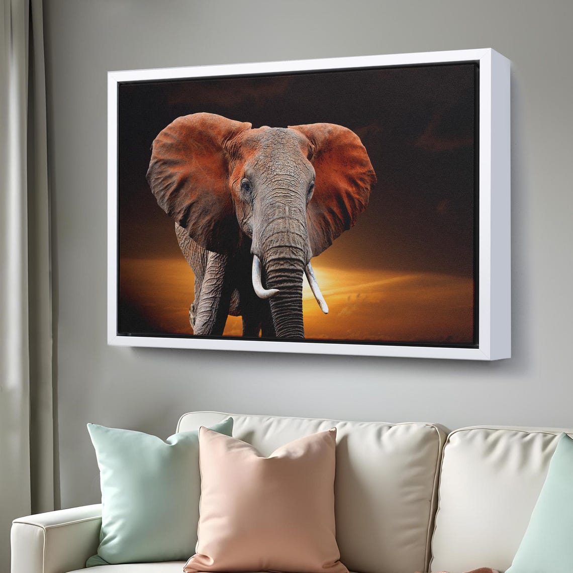 African Elephant Portrait Golden Sunset Dramatic Wildlife Photo Poster - Image 3